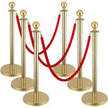 6Pack Stanchions and Velvet Ropes, 5 ft Red Velvet Rope and Poles, Red Carpet