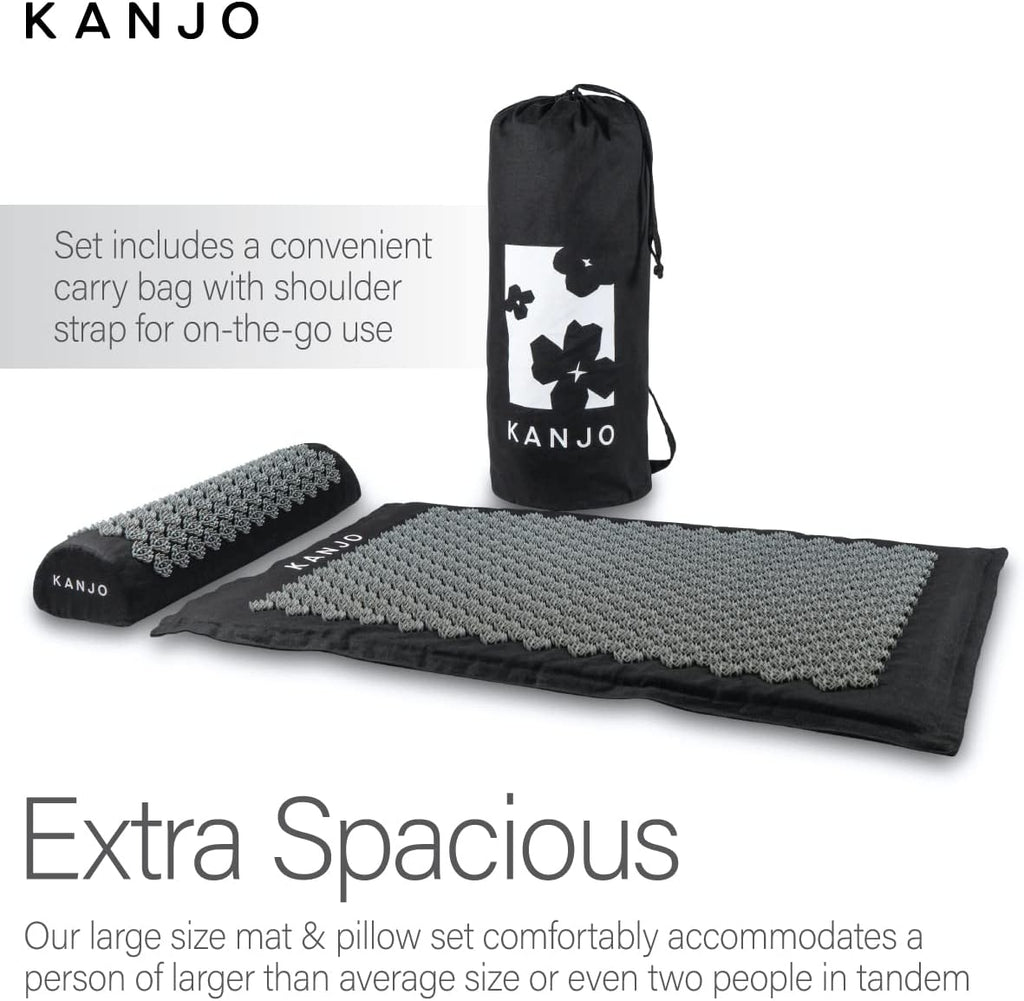 Kanjo Acupressure Mat and Pillow Set for Back Pain Relief & Neck Pain Relief
