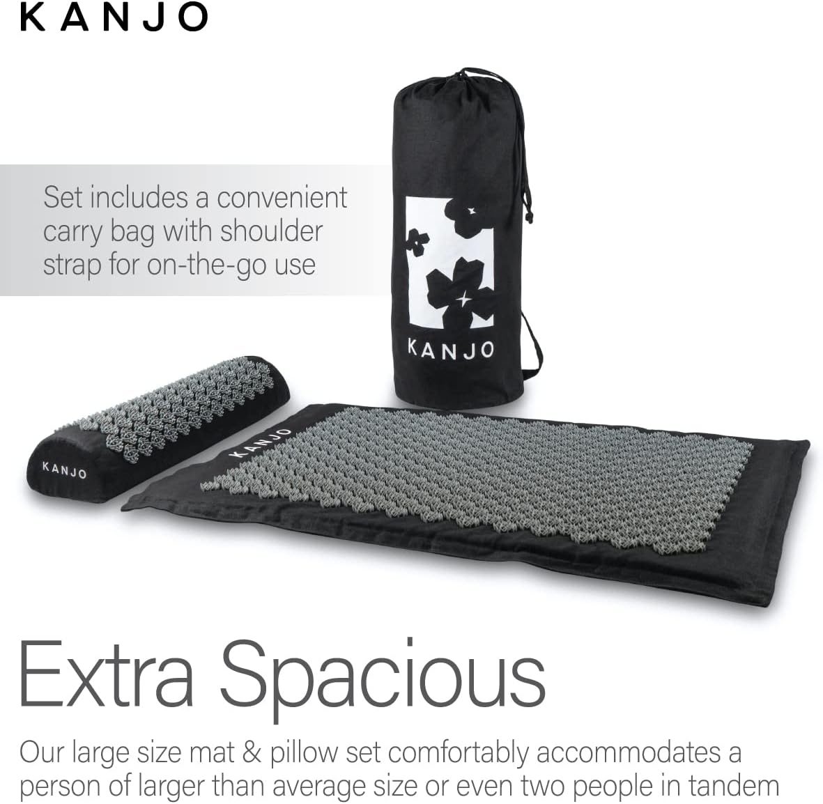 Kanjo Acupressure Mat and Pillow Set for Back Pain Relief & Neck Pain Relief