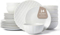 24 Piece Dinnerware Sets for 8, Premium Stoneware Plates and Bowls Sets