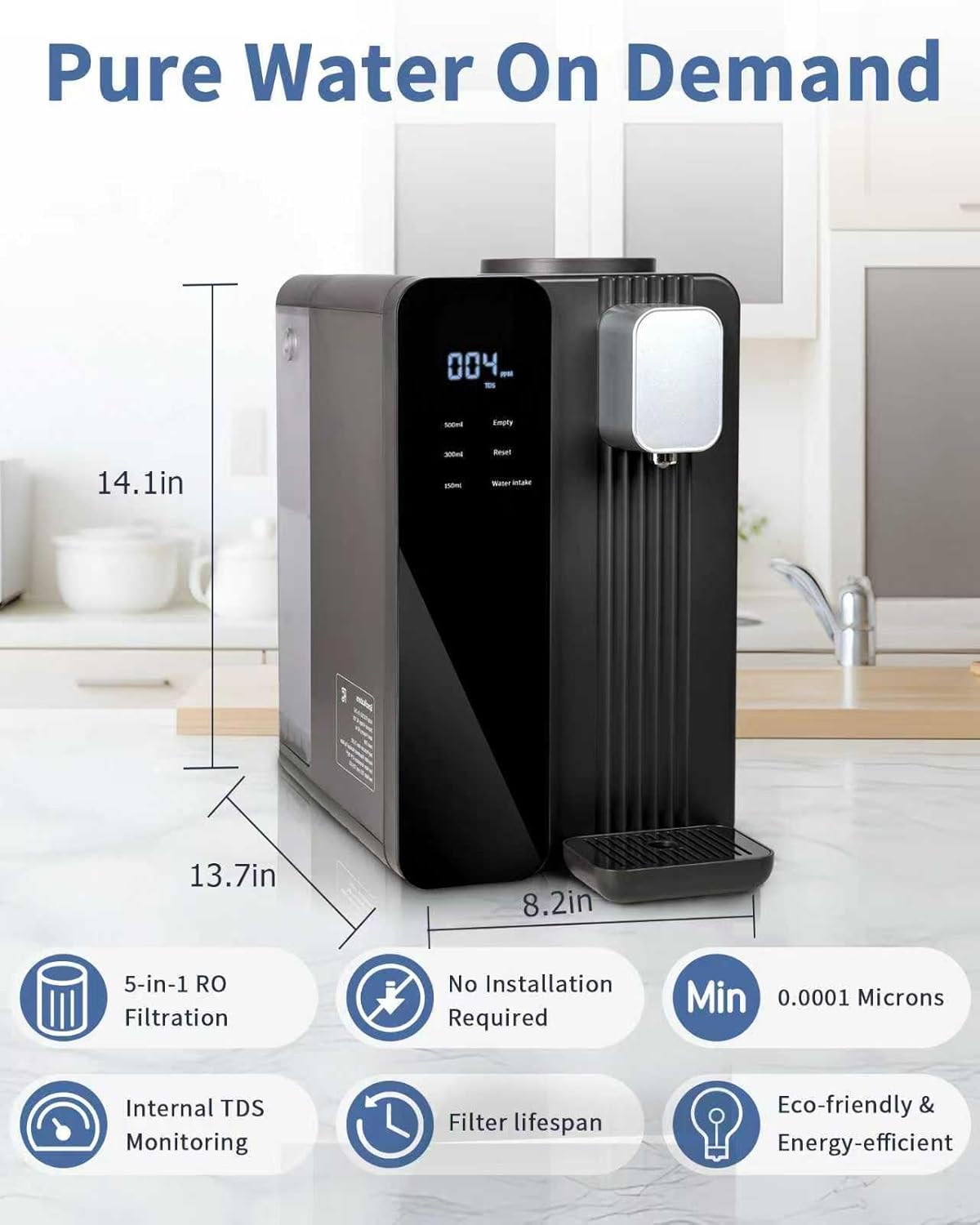 Countertop Reverse Osmosis System Water Filter - 5 Stage RO Water Filtration