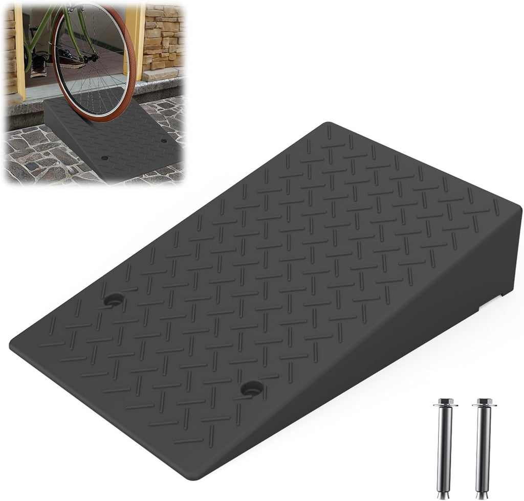 Rubber Threshold Ramp 7.09 Inch Rise, Wheelchair Rubber Door Ramp with Non-Slip