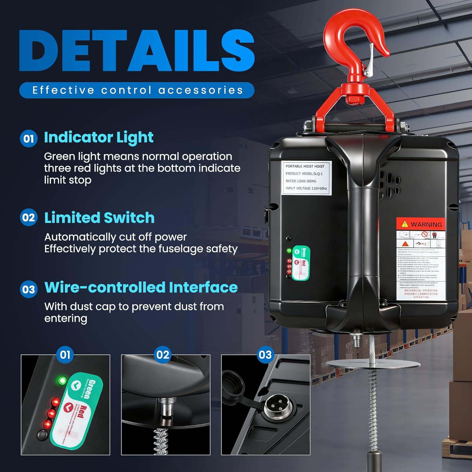 NEWTRY 3 in 1 Electric Hoist Winch 1,100lb Wireless Remote Control, Cable