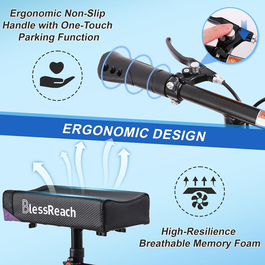 BlessReach Economy Knee Scooter, Steerable Knee Walker, Foldable Knee Scooters
