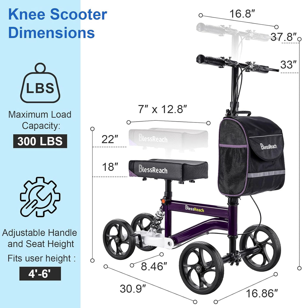 BlessReach Economy Knee Scooter, Steerable Knee Walker, Foldable Knee Scooters