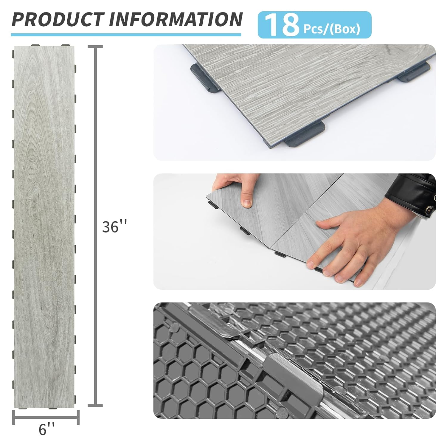 Art3d Interlocking Luxury Vinyl Flooring Tile, Wood Floor Plank for Kitchen