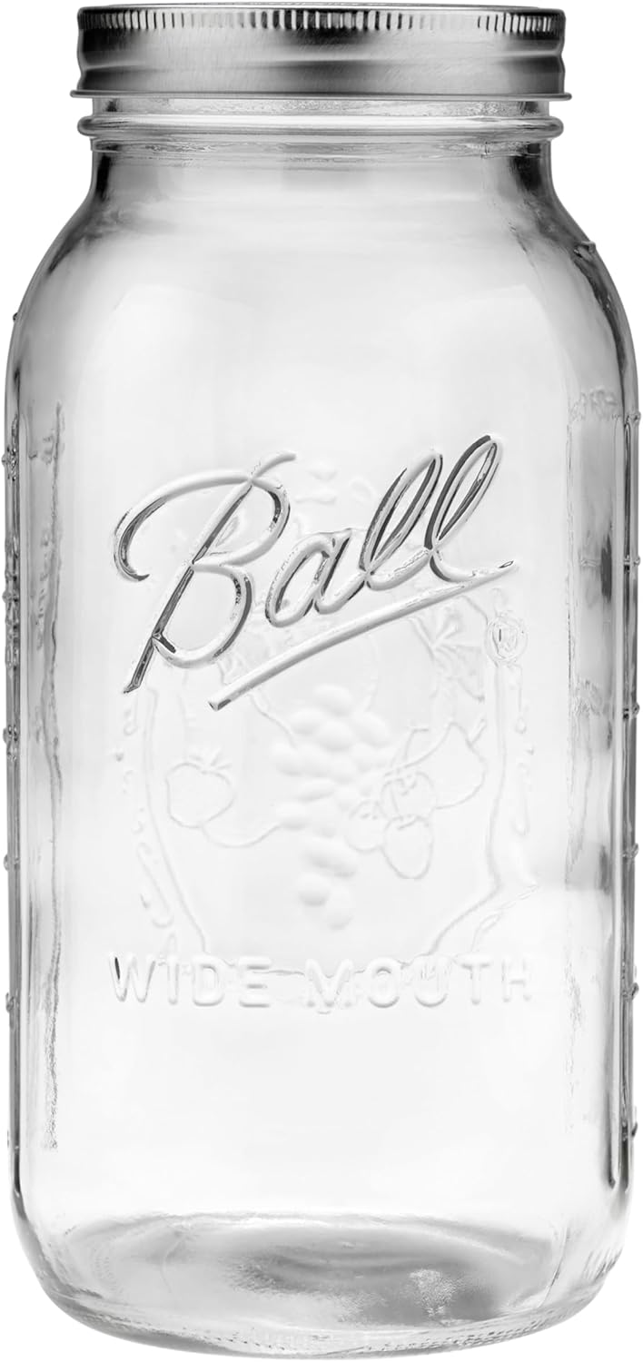 Ball - 64oz Wide Mouth Jars with Lids & Bands 6 Pack Jars Half Gallon Large