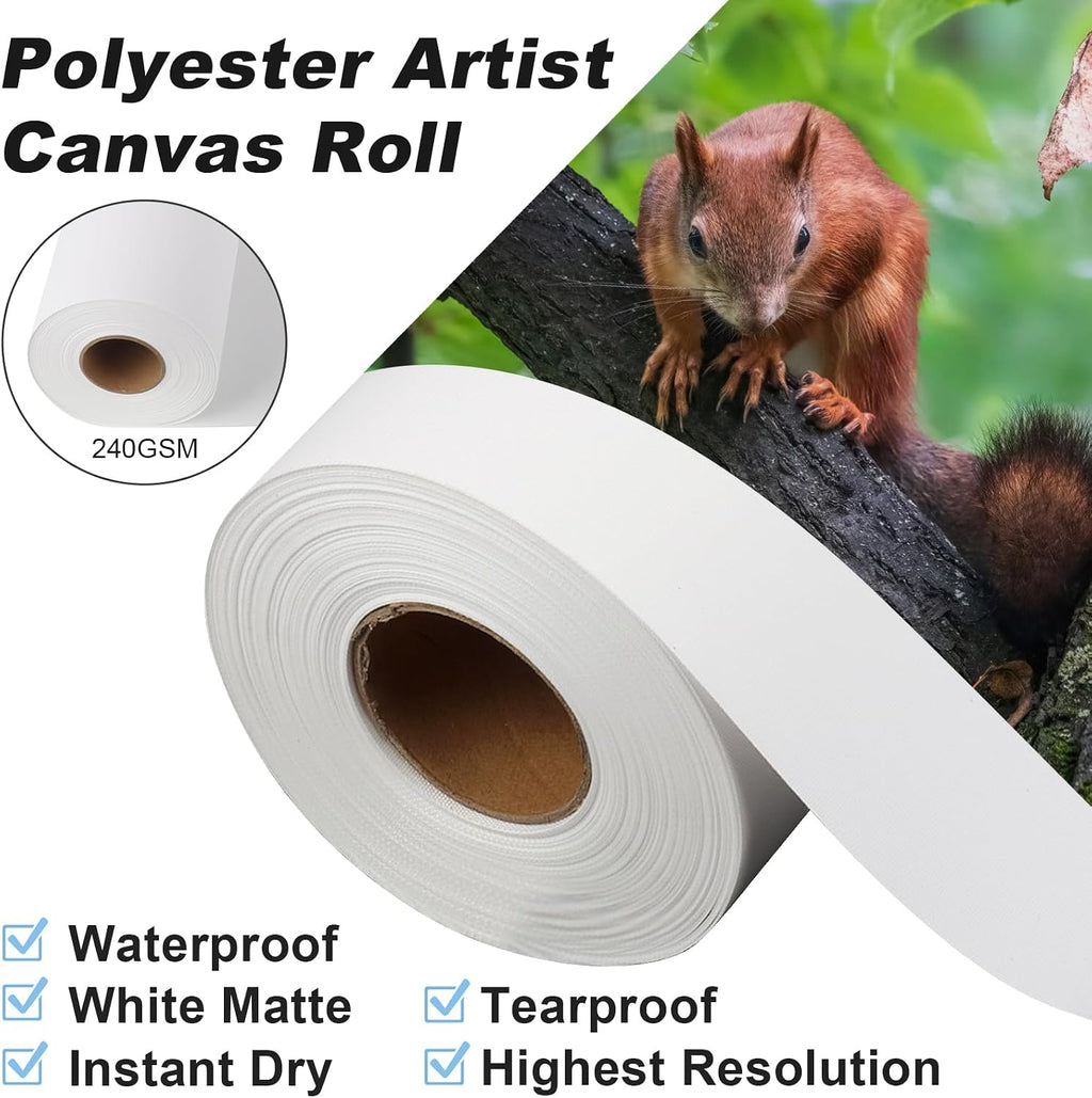 tonchean 24 inch Polyester Artist Canvas Roll - 240GSM Waterproof Canvas Paper