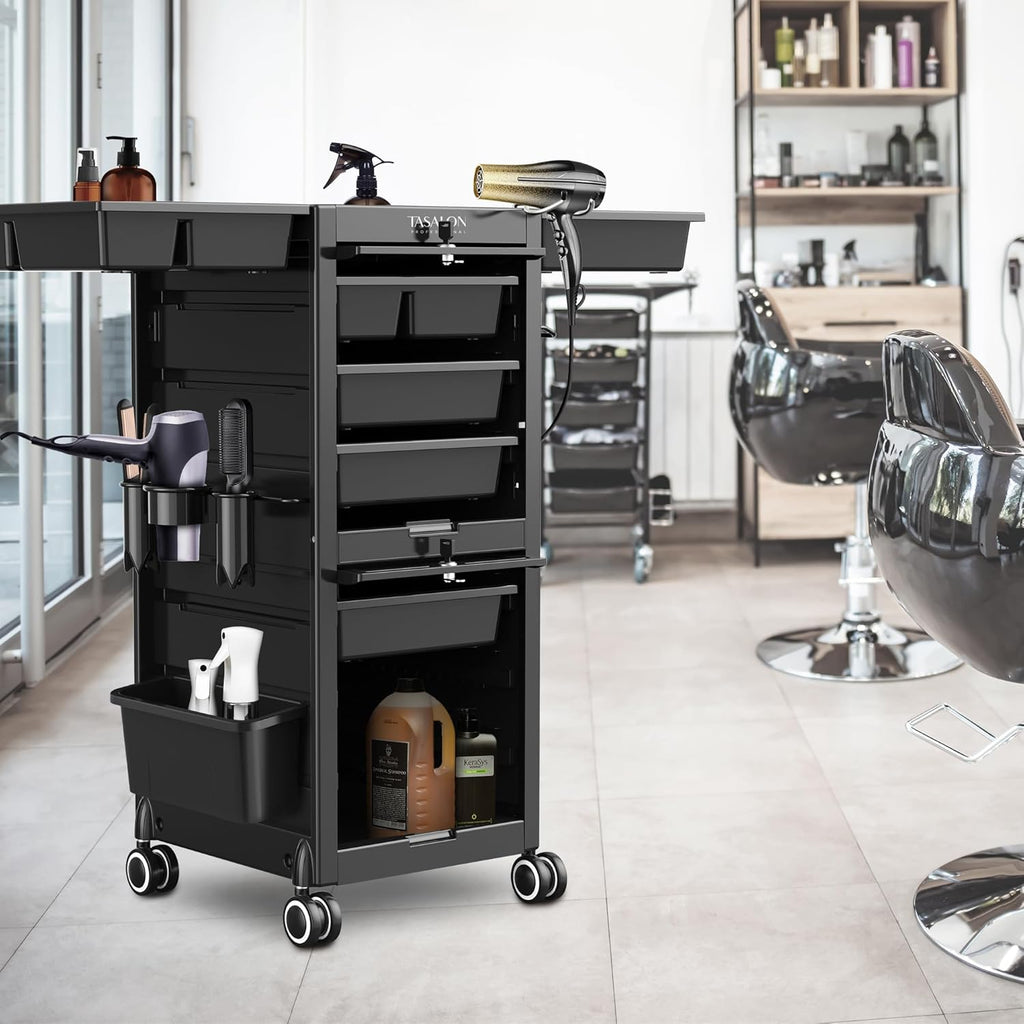 TASALON Professional Rolling Salon Cart, 6-Drawer Storage Trolley with Tool