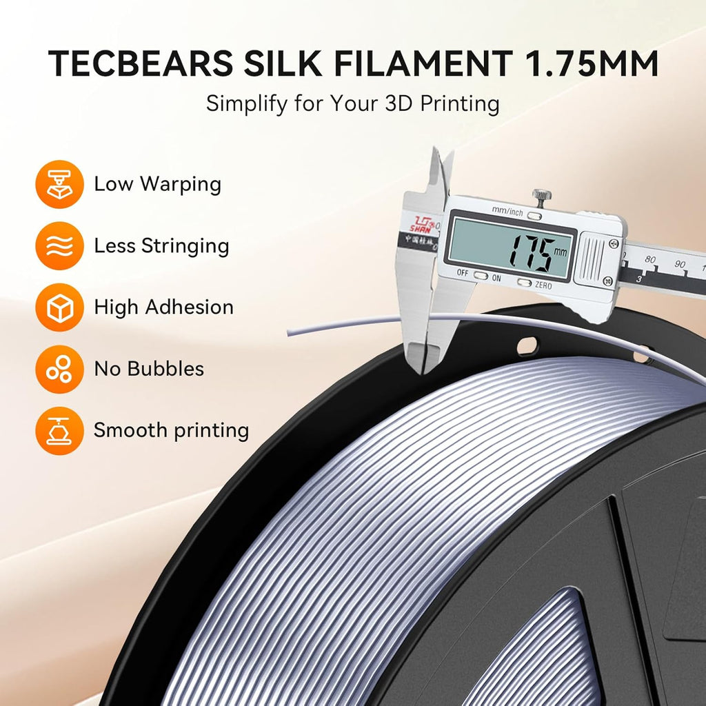 TECBEARS Silk Filament Bundle, 10KG Shiny Silk PLA Filament with Smooth Silky