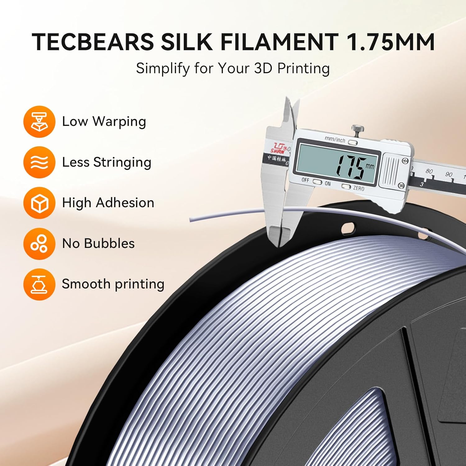 TECBEARS Silk Filament Bundle, 10KG Shiny Silk PLA Filament with Smooth Silky