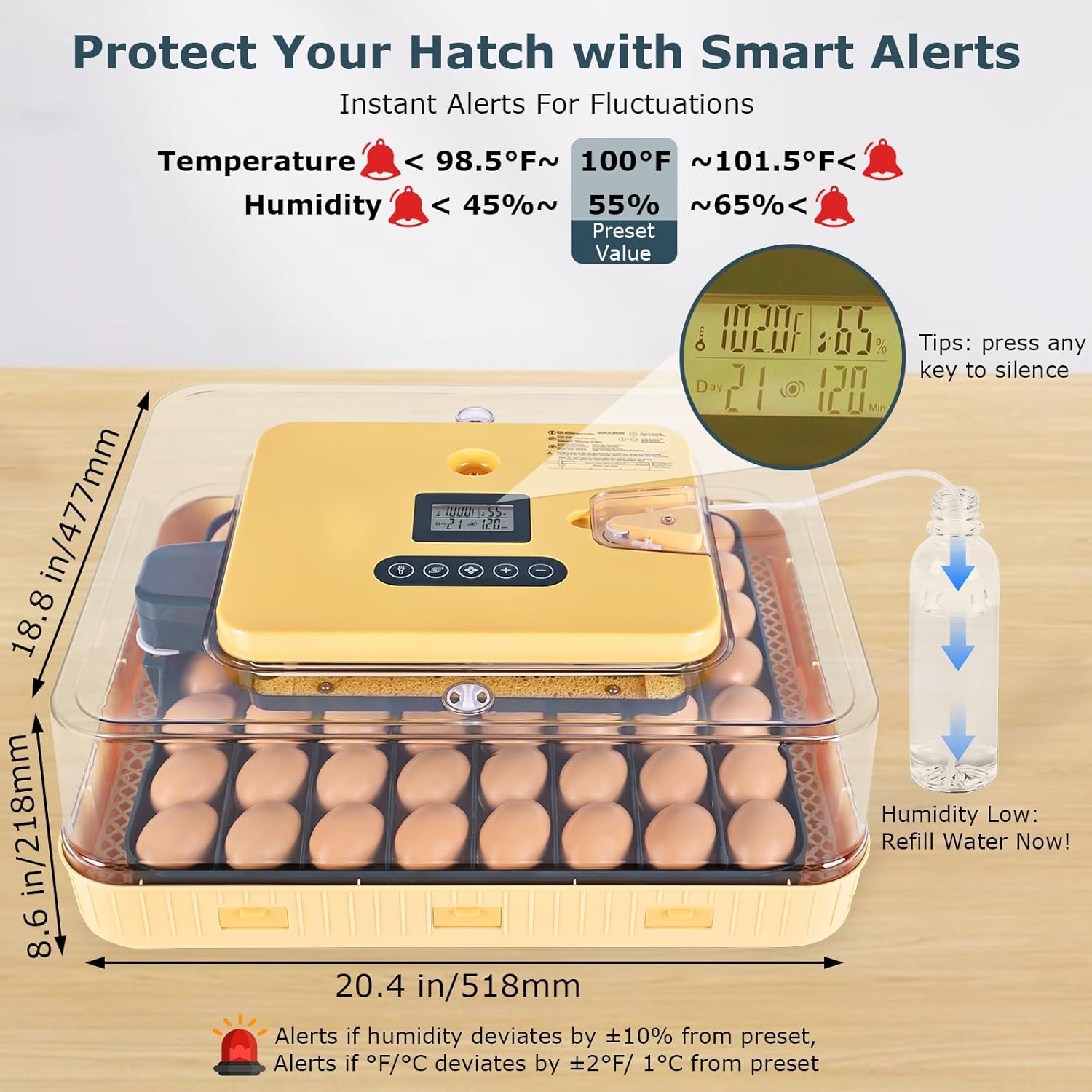 Incubators for Hatching Eggs, 56 Eggs Incubator with Egg Candler, Auto Egg