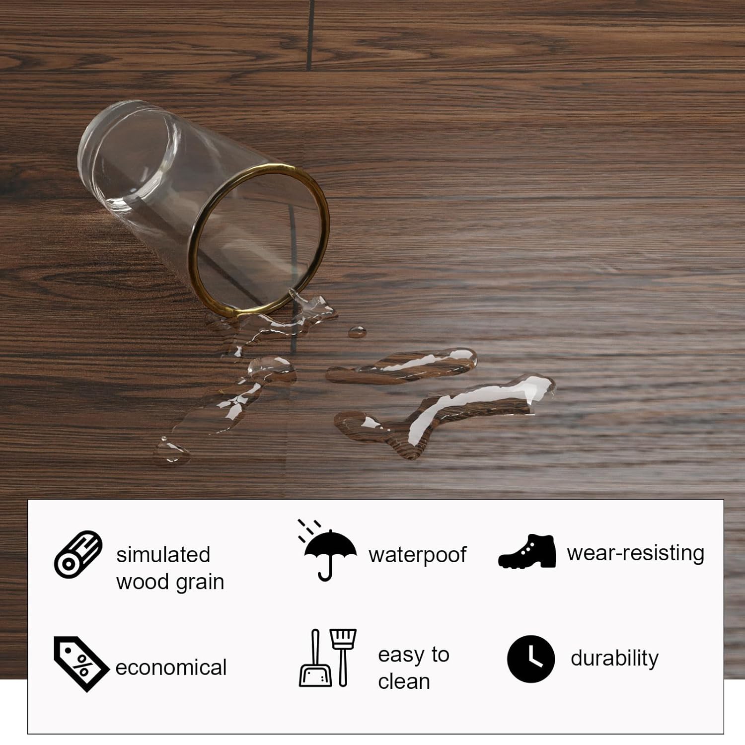Oxdigi Peel and Stick Vinyl Flooring 2 Rolls 23"x 393"/128 Sq.Ft, Self Adhesive