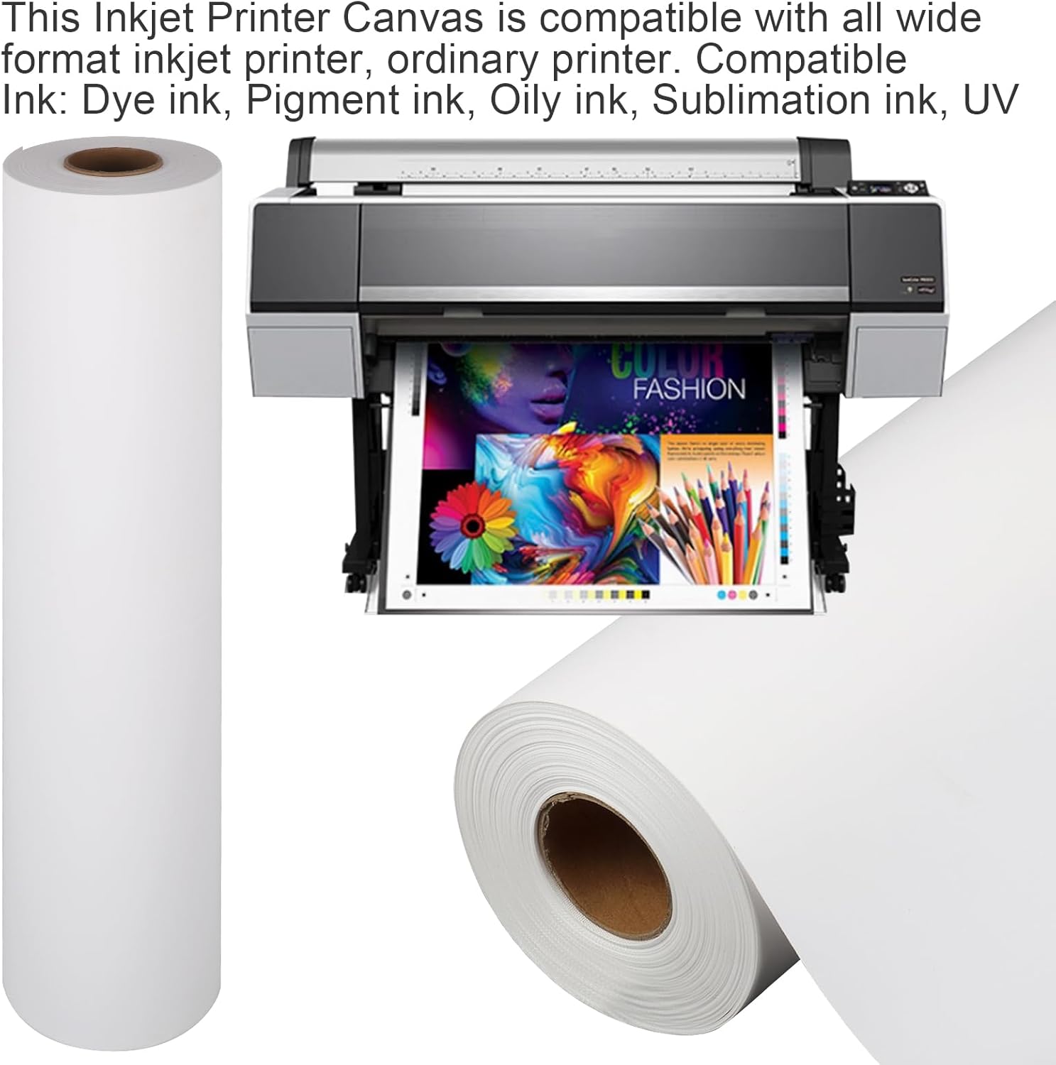 tonchean 24 inch Polyester Artist Canvas Roll - 240GSM Waterproof Canvas Paper