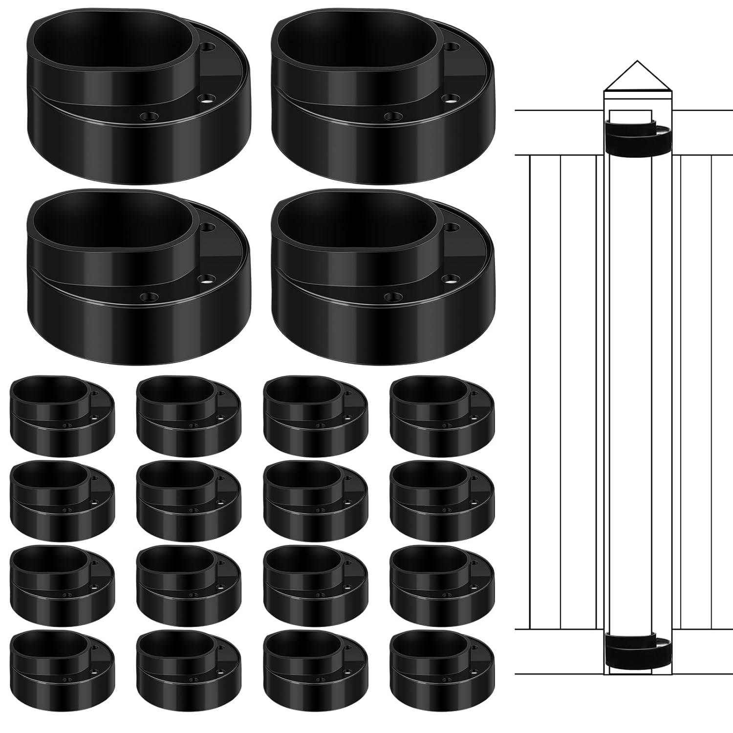 Threlaco 20 Pack Ultra Durable Vinyl Fence Post Donut Heavy-Duty 2-3/8" Steel