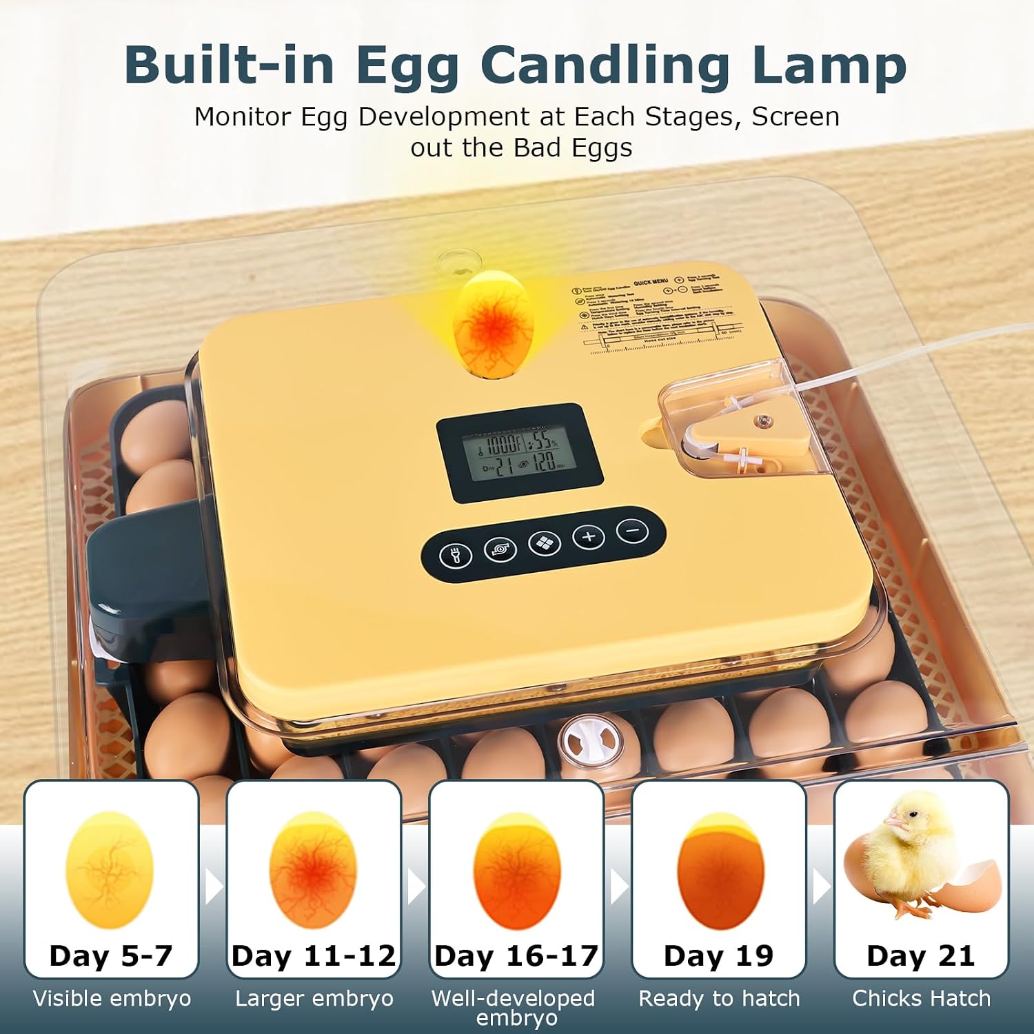 Incubators for Hatching Eggs, 56 Eggs Incubator with Egg Candler, Auto Egg