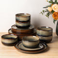 TheTerra Ceramic Dinnerware Sets for 6, 18 Pieces Handmade Reactive Glaze