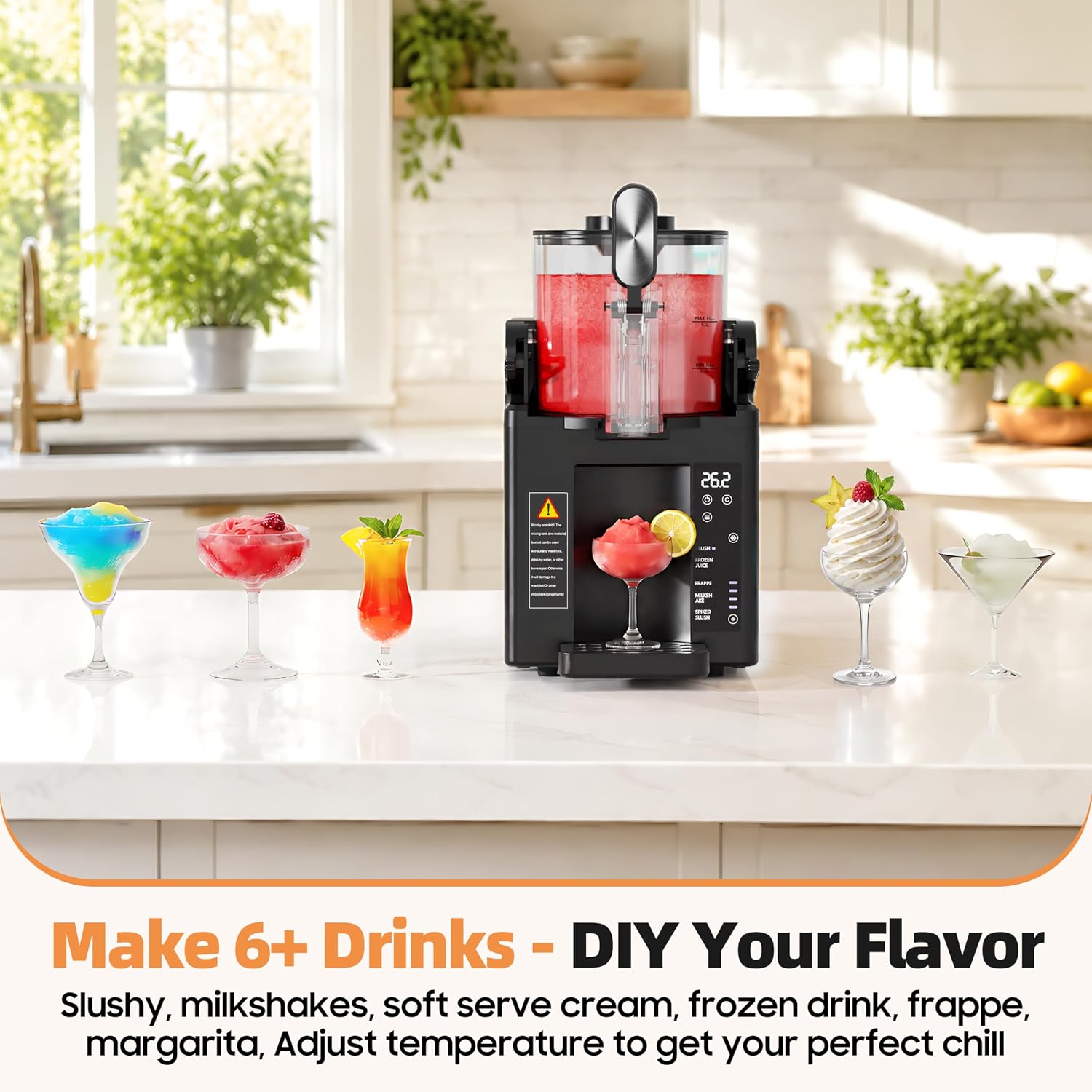 WIZAURA Slushie Machine, Slushy for Home No Ice Need, Soft Serve Ice Cream