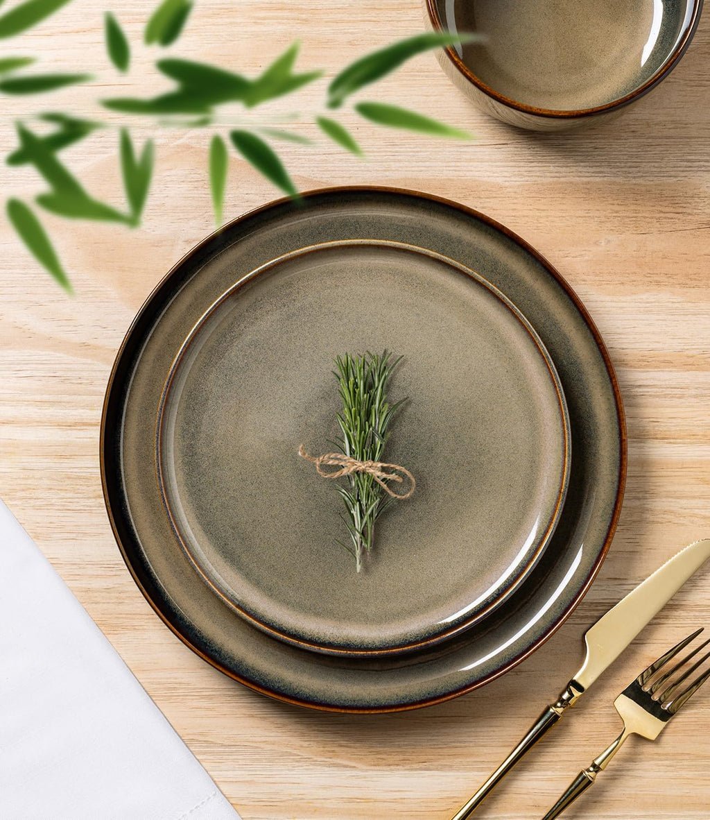 TheTerra Ceramic Dinnerware Sets for 6, 18 Pieces Handmade Reactive Glaze