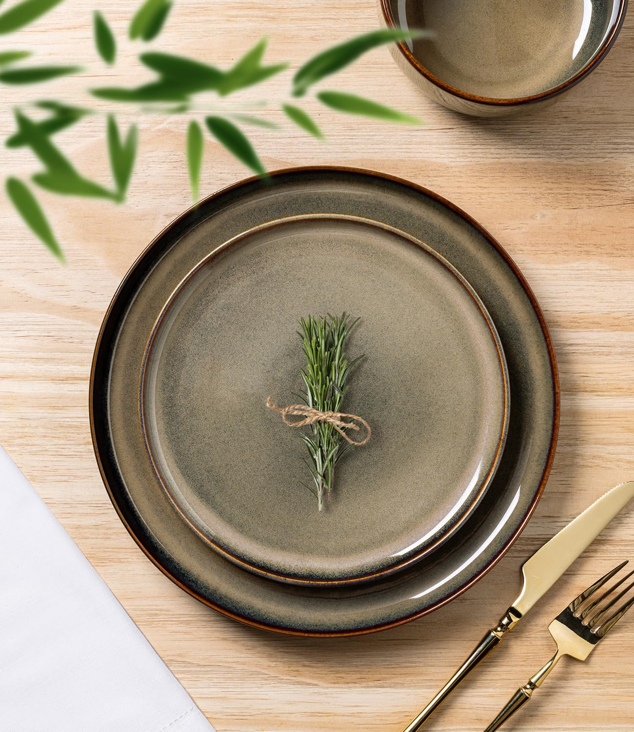 TheTerra Ceramic Dinnerware Sets for 6, 18 Pieces Handmade Reactive Glaze