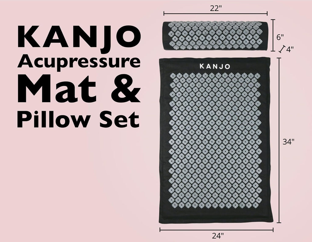 Kanjo Acupressure Mat and Pillow Set for Back Pain Relief & Neck Pain Relief