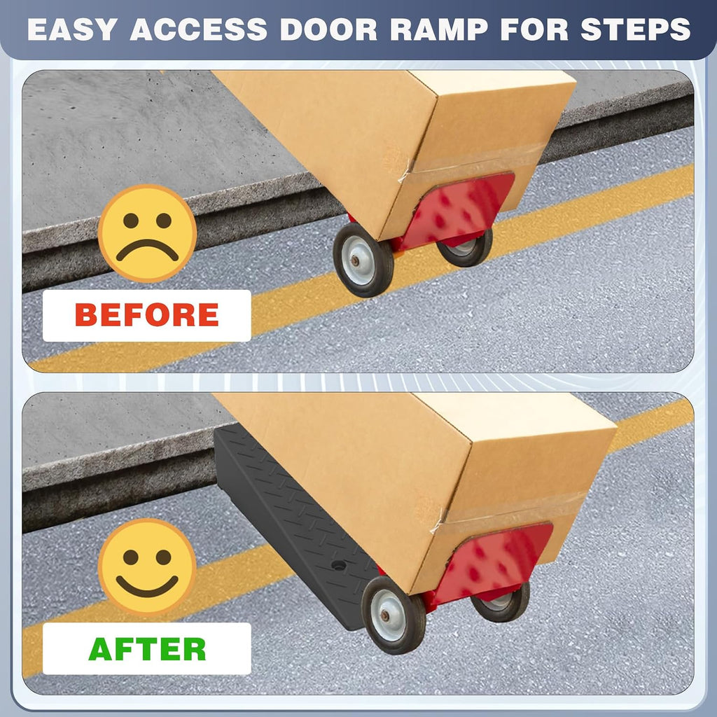 Rubber Threshold Ramp 7.09 Inch Rise, Wheelchair Rubber Door Ramp with Non-Slip