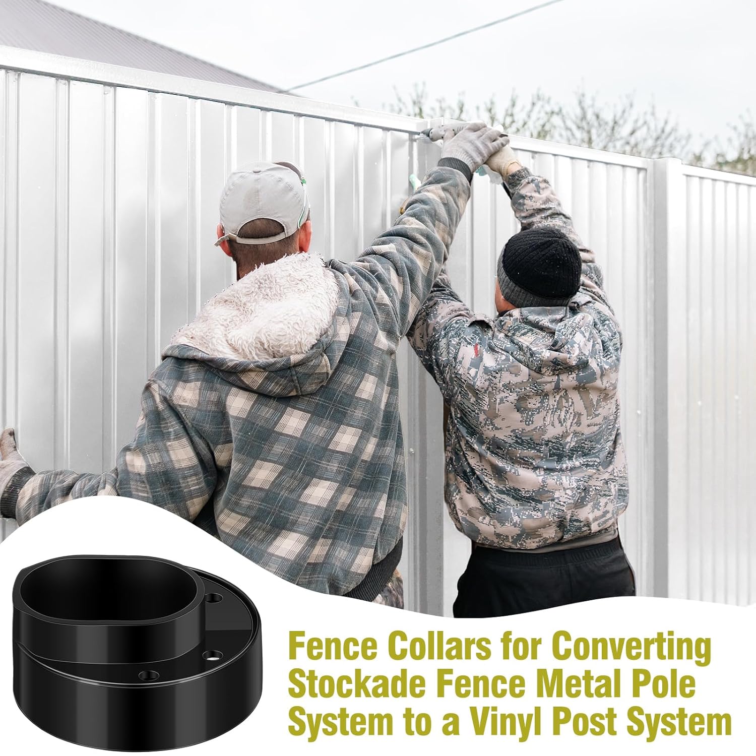 Threlaco 20 Pack Ultra Durable Vinyl Fence Post Donut Heavy-Duty 2-3/8" Steel
