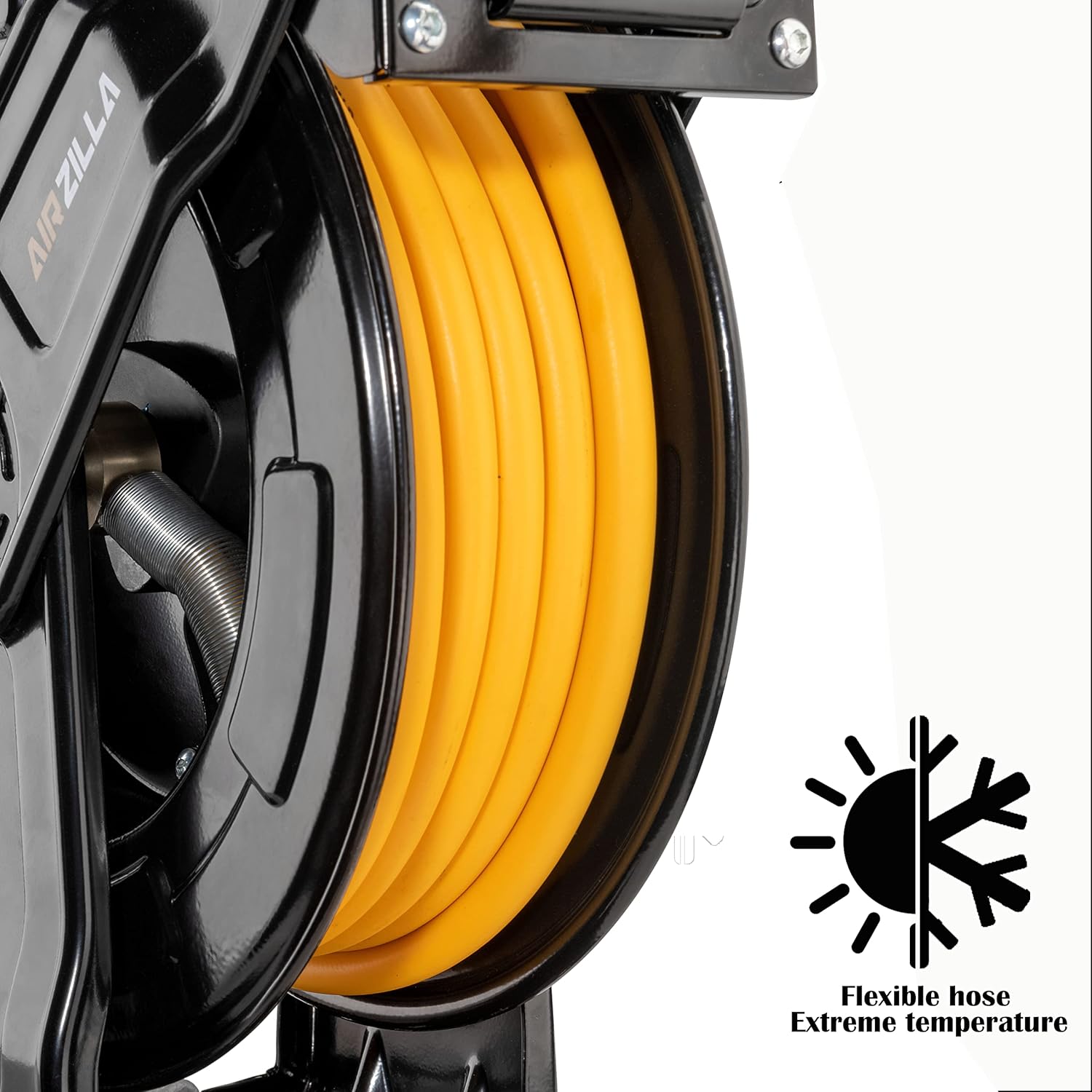 AIRZILLA Premium Steel Retractable Air Hose Reel With Dual Arm, 3/8"x65Ft