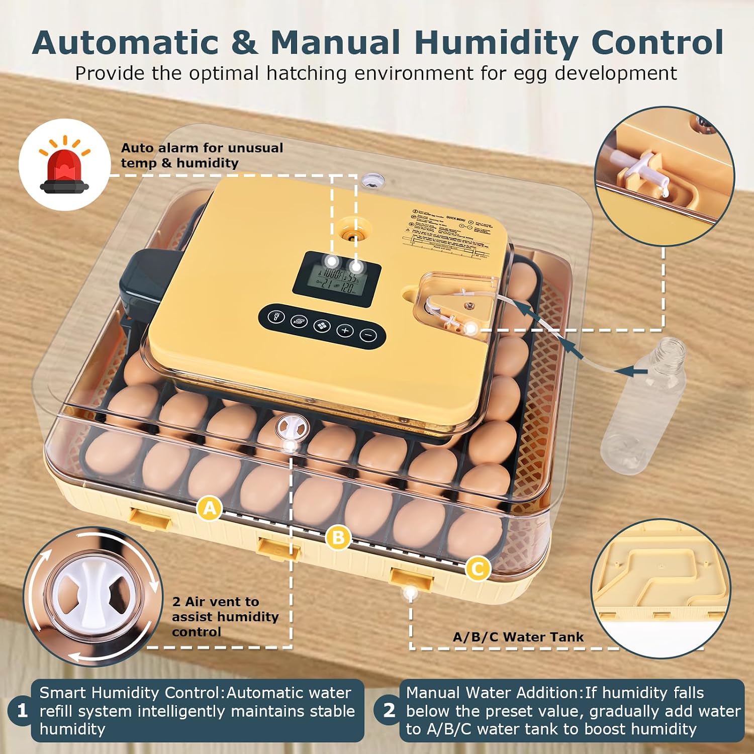 Incubators for Hatching Eggs, 56 Eggs Incubator with Egg Candler, Auto Egg