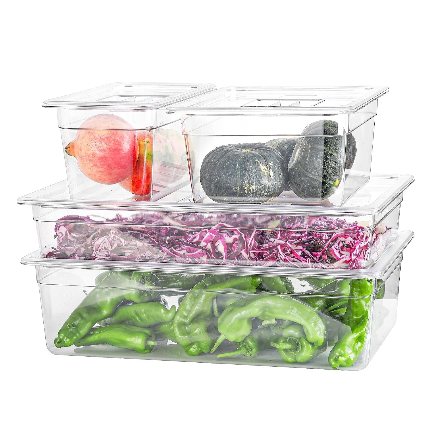 EGGKITPO Polycarbonate Full Size Food Pans 6 Pack BPA Free 2.5 Inch Deep Pan