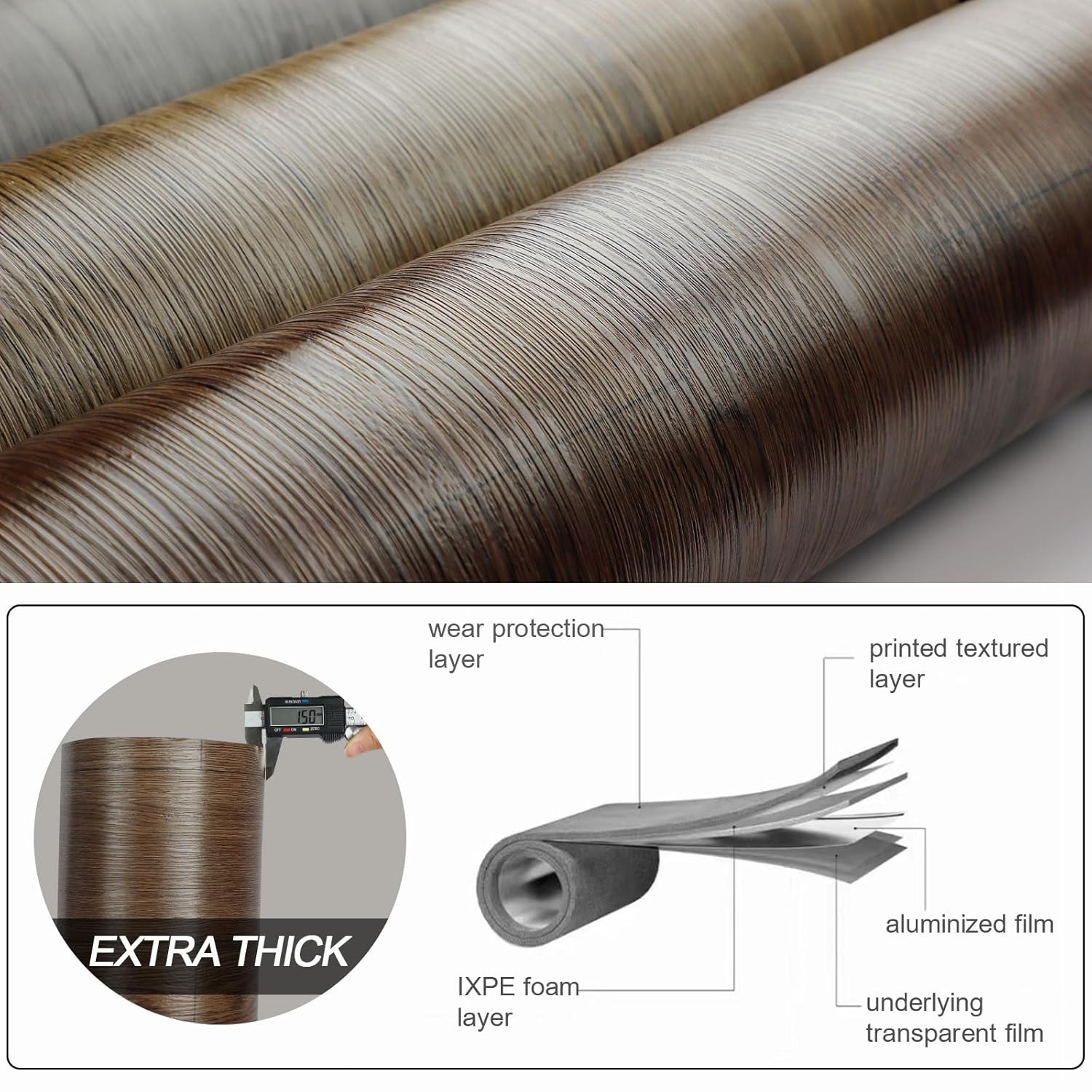 Oxdigi Peel and Stick Vinyl Flooring 2 Rolls 23"x 393"/128 Sq.Ft, Self Adhesive