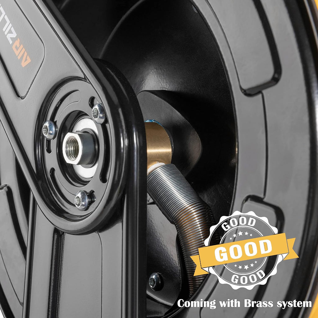 AIRZILLA Premium Steel Retractable Air Hose Reel With Dual Arm, 3/8"x65Ft