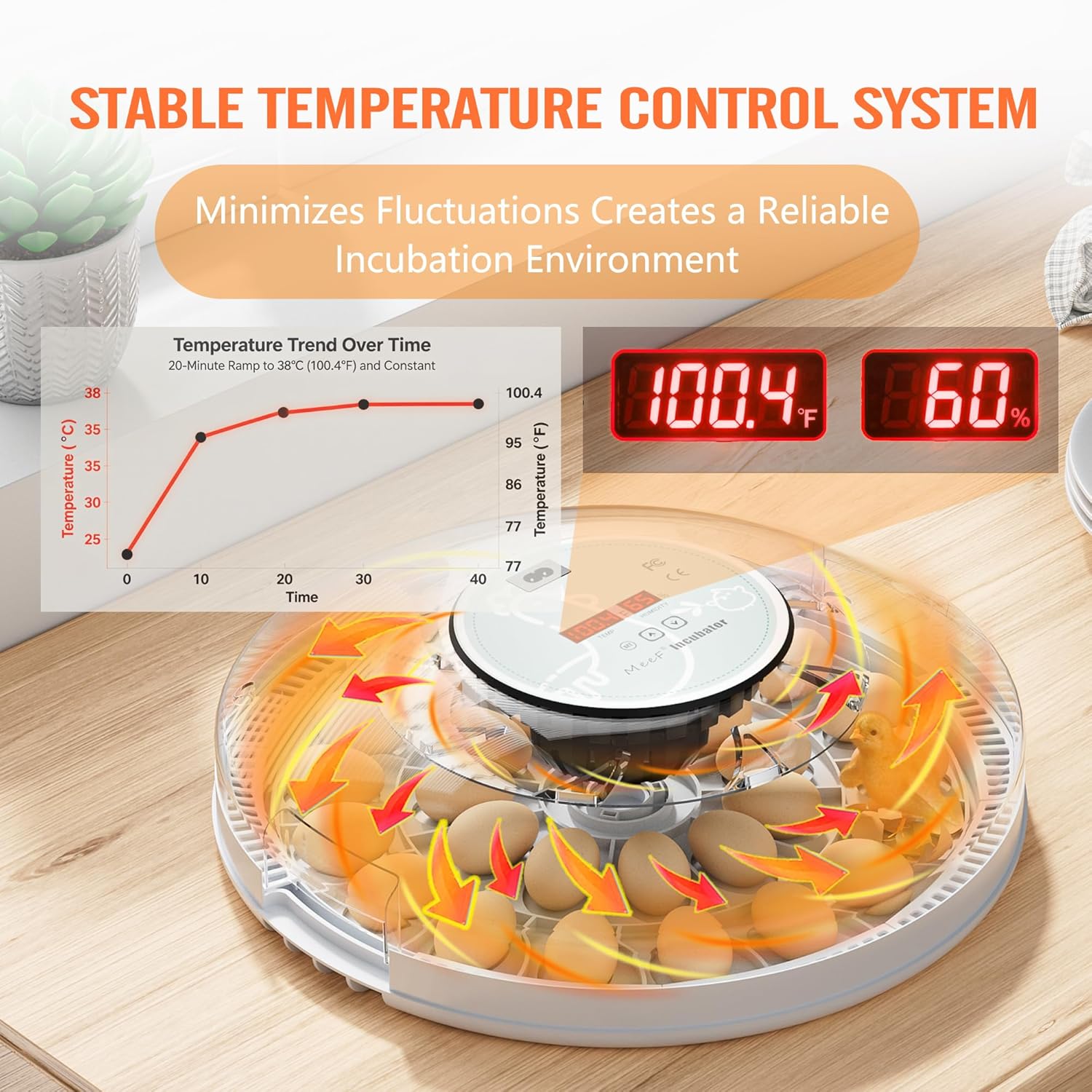 MeeF incubators for Hatching 28 Eggs,Independent atomizing humidifier, Auto