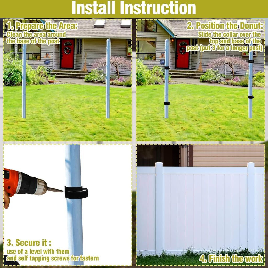 Threlaco 20 Pack Ultra Durable Vinyl Fence Post Donut Heavy-Duty 2-3/8" Steel