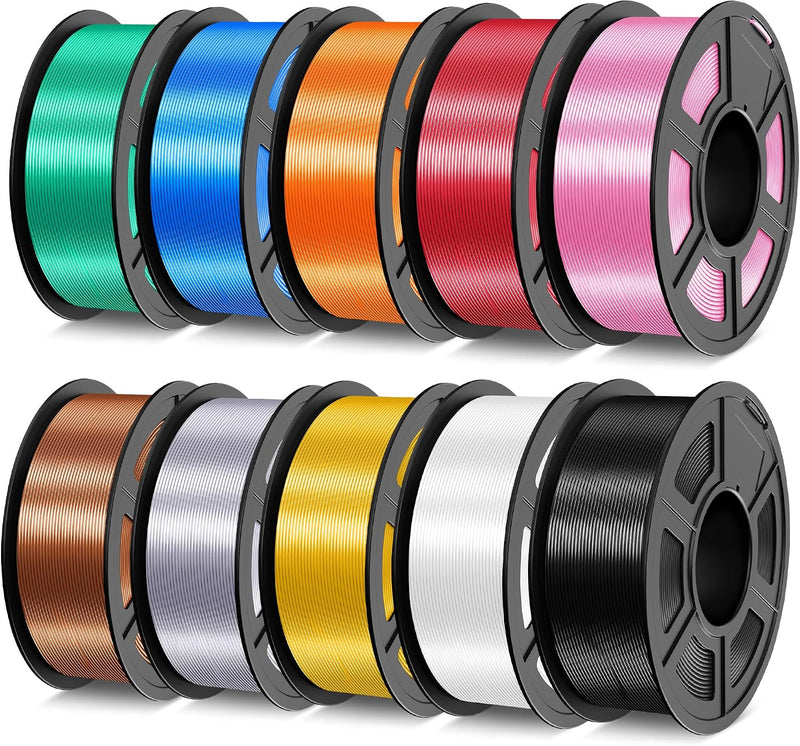 TECBEARS Silk Filament Bundle, 10KG Shiny Silk PLA Filament with Smooth Silky